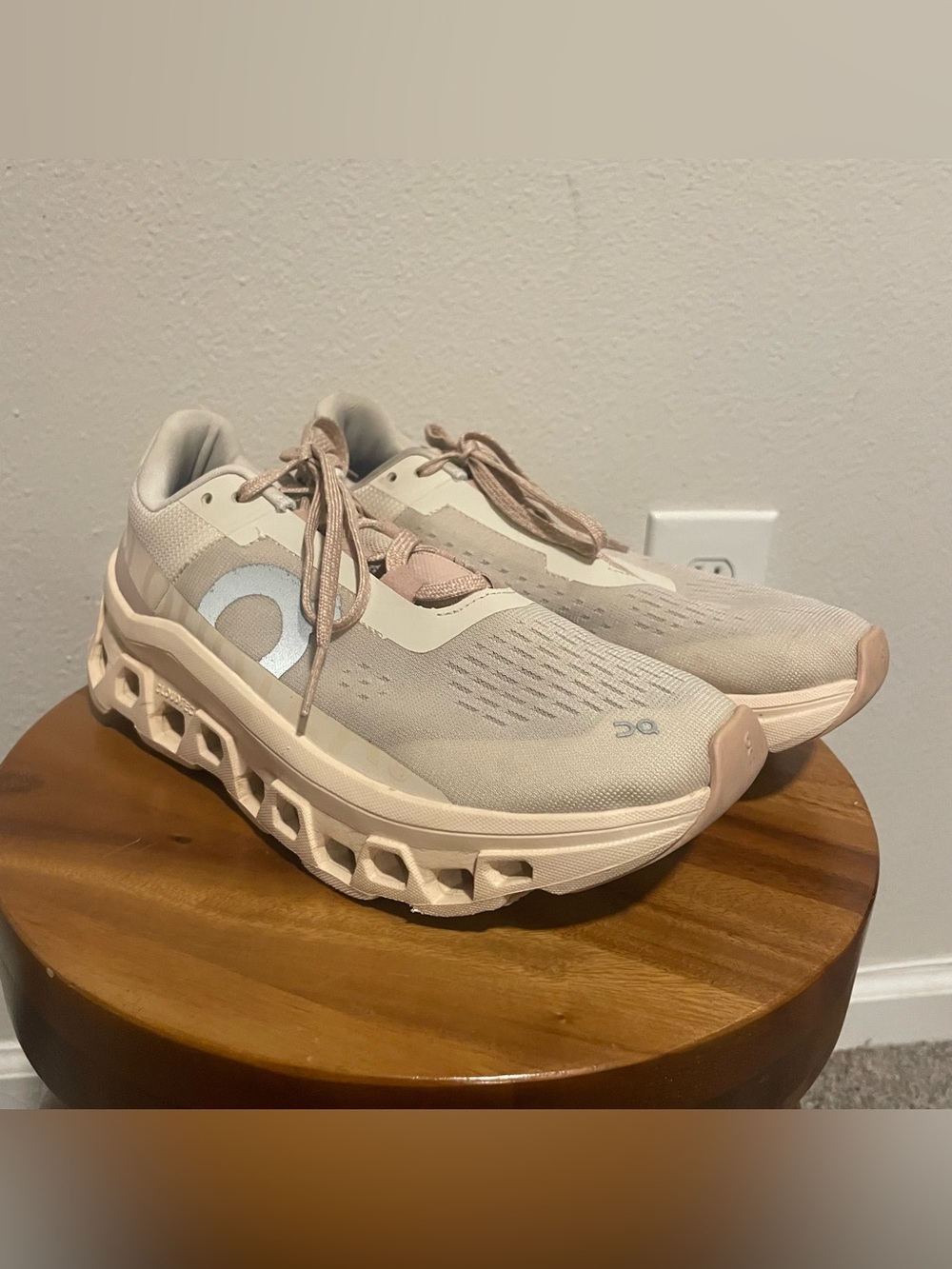 On running Light Pink Nude Cloudmonster Athletic Sneakers, Size 8
